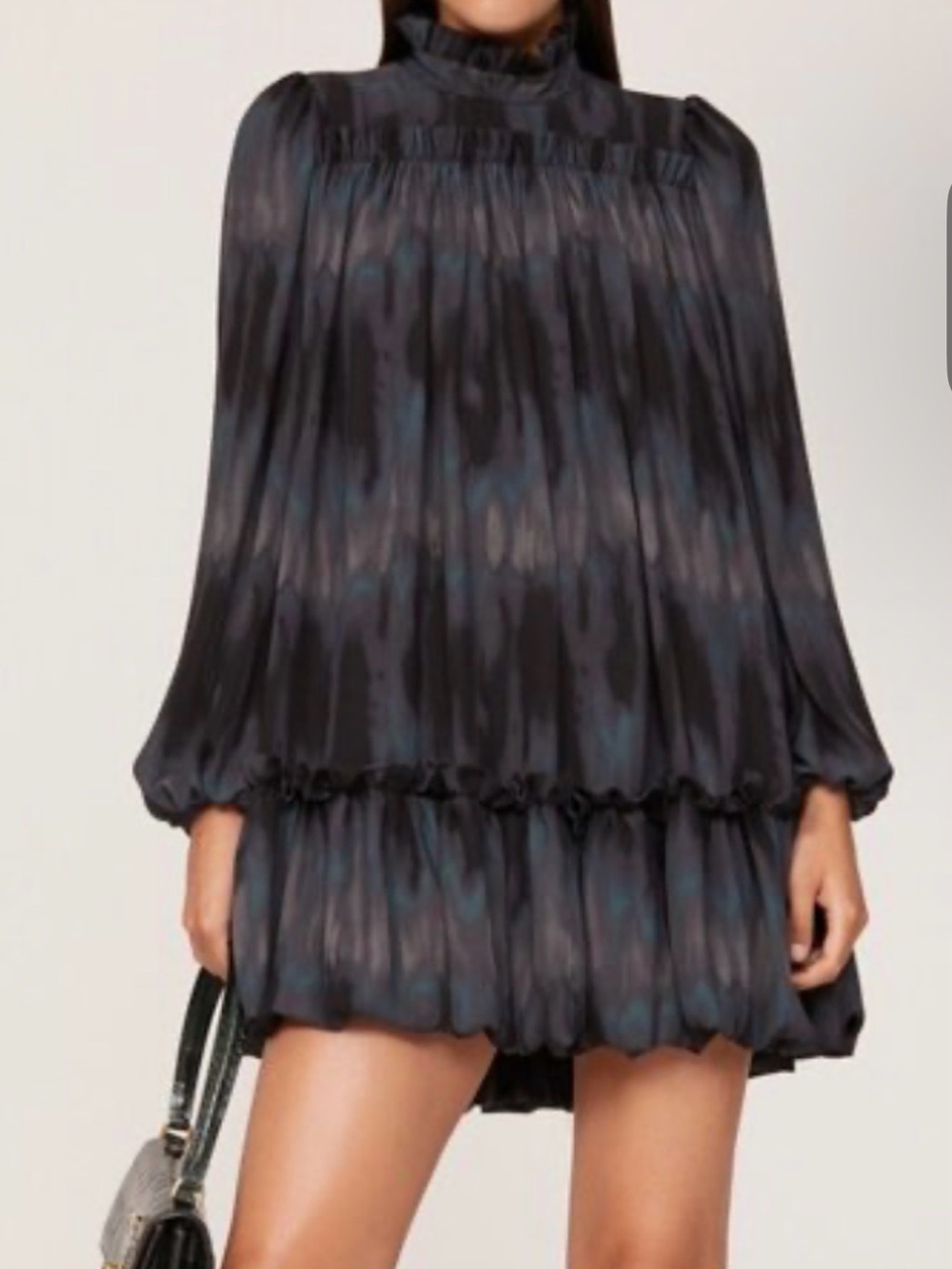 Toccin tie-dye Puff-Sleeve Pleated Mini Dress